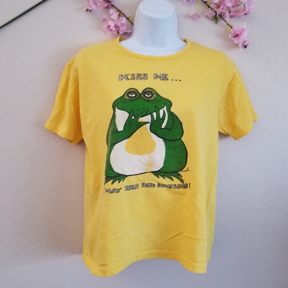 Vintage Lady T graphic frog yellow shirt large - Picture 2 of 9